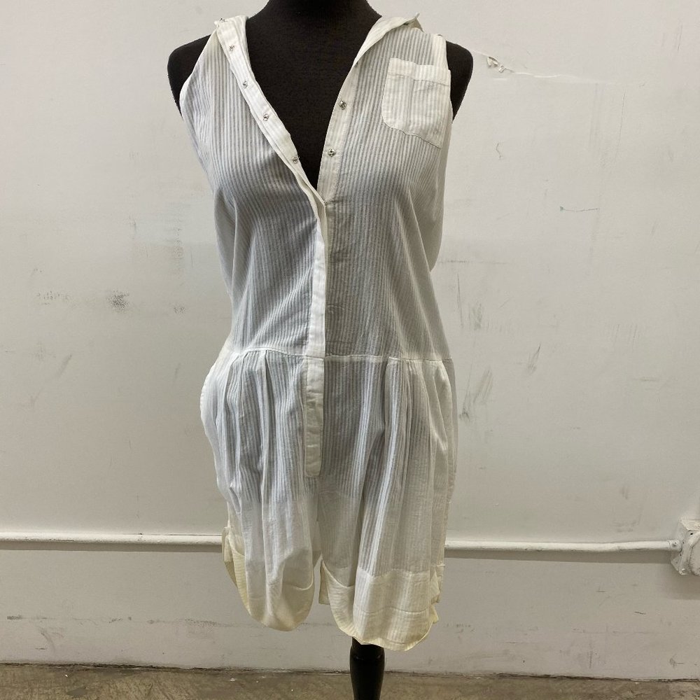 White Shorts Romper Button Down Front